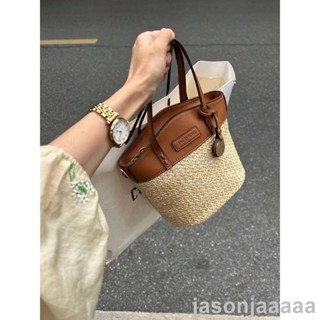 【新品免運】草編水桶包包女新款夏季百搭高級質感小眾時尚編織手提斜揹包
