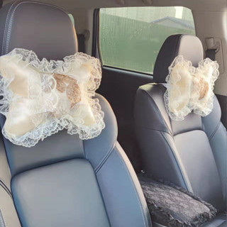 蝴蝶結車枕✨ 汽車頭枕蕾絲車用頸枕可愛骨頭枕頸椎枕女士護頸枕通用靠枕黑脖枕 車內靠墊 汽車內飾 卡通車枕 靠枕