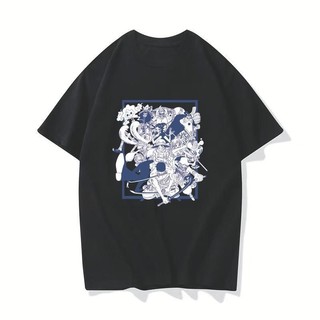 海賊王聯名款全員純棉印花t恤短袖日系ifashion男士百搭白色上衣【美好】