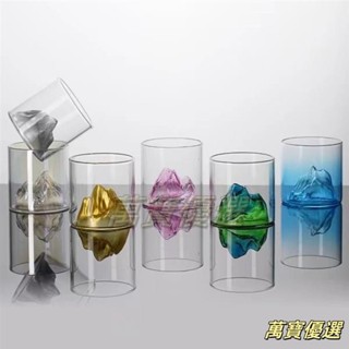 🥇桃園出貨🥇🔥桃園出貨🔥國潮風彩色觀山玻璃杯複古日式水杯咖日本茶杯威士忌酒杯家用耐熱 BREY