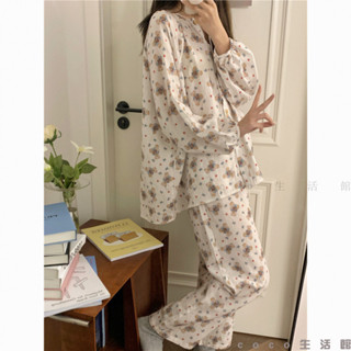 大尺碼睡衣 大碼長袖睡衣 長袖居家服 大碼居家服 長袖睡衣特大碼300斤睡衣女春秋韓國卡通動物樂園風學生長袖長褲家居服