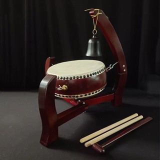 +8牛皮鼓寺院鈴鼓扁鼓三腳架法鼓地鐘法器實木折疊包郵小鼓牛皮-綜合店