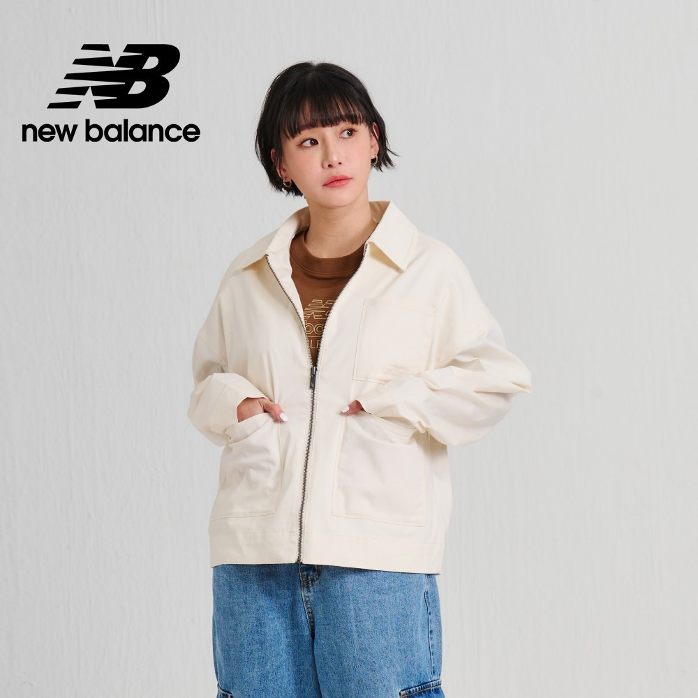 【New Balance】 刺繡NB大口袋夾克外套_女性_奶白色_AWJ33550GIE