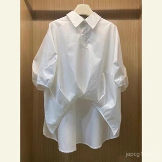 白色短袖襯衫女夏款2024新款法式氣質襯衣小個子港風chic半袖上衣 WHEI