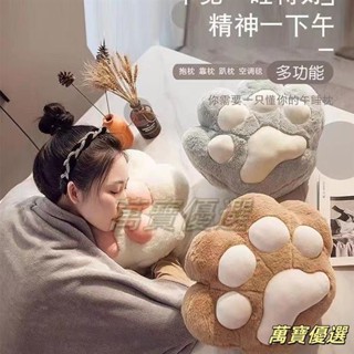 🥇桃園出貨🥇臺灣熱銷 下殺價 二合一抱枕被子 貓爪抱枕被子插手兩用辦公室午睡神器暖手枕頭汽車毯子二合一靠墊