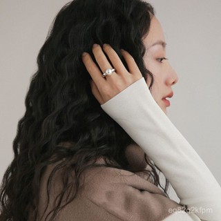 時尚配飾🌹優選女士戒指 珍珠戒指指環 鍍銀戒指指環 國風皓石貓眼韓版🌹銀色貝珠戒指女ins小眾設計輕奢冷淡風開口