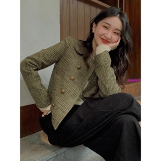女外套 小香風粗花呢外套小個子春秋裝新款女復古法式短款上衣百搭