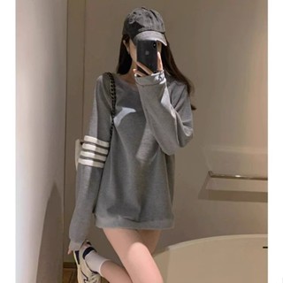 【sweet oversize】白色三條槓衛衣外套女春秋冬季2024韓版bf慵懶oversize長袖上衣潮