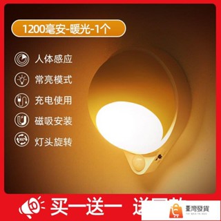 🚛臺灣發出🚛人體LED感應燈 智慧光控 360度旋轉型 無線USB充電 小夜燈 自動 衣櫥 燈光 光感控制 床頭燈
