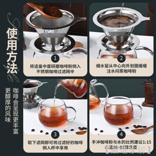 【嚴選家居】咖啡過濾網 不鏽鋼雙層過濾杯咖啡器具套裝 免濾紙漏斗滴漏式
