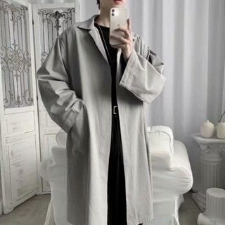 【海謐】歐美潮牌炸街中長款風衣男士 英倫風長外套 S-3XL 春秋百搭痞帥氣寬松夾克港風ins過膝披風鬥篷秋季外套