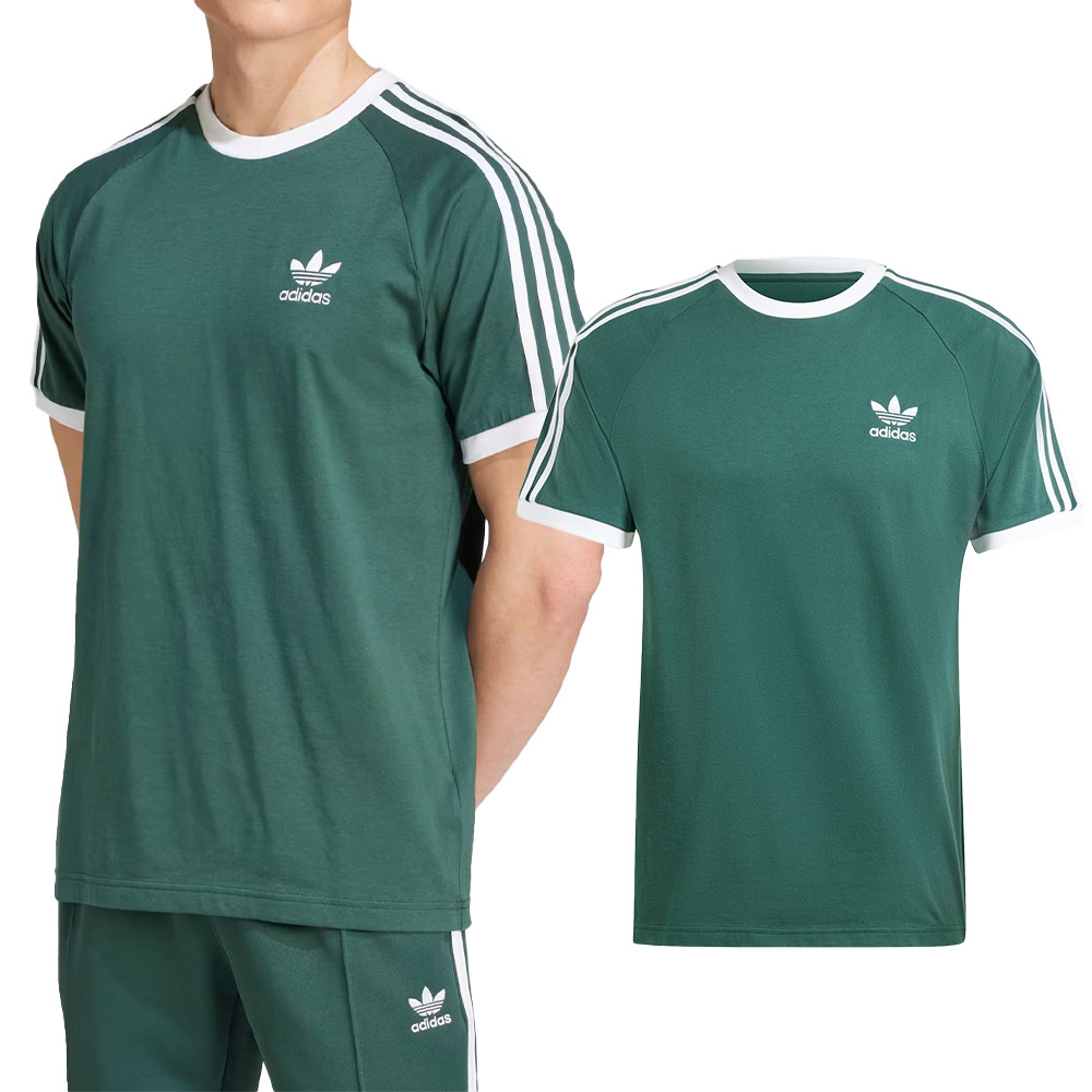 Adidas 3-Stripes Tee 男款 綠色 運動 休閒 圓領 三葉草 基本款 三線 上衣 短袖 IY8720