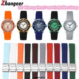 【熱賣爆款】22 毫米快速釋放高品質矽膠錶帶適用於 Blancpain X Swatch 接頭五大洋輪胎胎面橡膠潛水防水