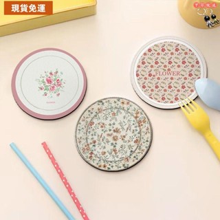 免運⏳限時特賣⏳圓形隔熱墊 美式復古餐桌墊 防水防油隔熱墊 精緻輕奢餐墊復古蝴蝶結碎花矽藻泥杯墊圓形茶杯墊可吸水防滑墊子