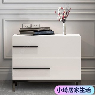 【新品】實木床頭櫃現代簡約輕奢矮櫃多功能收納櫃收納櫃白色小型櫃抽拉櫃XQJX