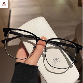 半框近視眼鏡 有度數眼鏡 平光可配近視眼鏡片 素顏眼鏡 潮新款大碼近視眼鏡框 鏡架男大臉半框平光鏡 男女同款