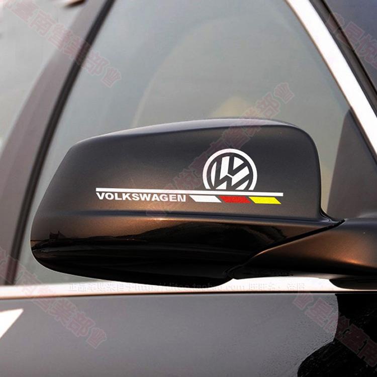 星悅☀VolkWagenwerk福斯汽車後照鏡車貼 後視鏡貼遮劃痕裝飾 反光鏡貼紙 福斯車型通用改裝貼 VW後照鏡裝飾貼