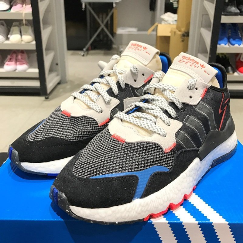 愛迪達ADIDAS NITE JOGGER 黑藍橘 BOOST 3M反光 慢跑鞋 休閒運動鞋 EF8719王嘉爾 廣告款