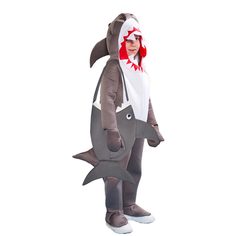新款 萬聖節 海洋生物連體 鯊魚扮演服裝 幼兒園團體 錶演鯊魚寶寶服 cosplay角色裝扮