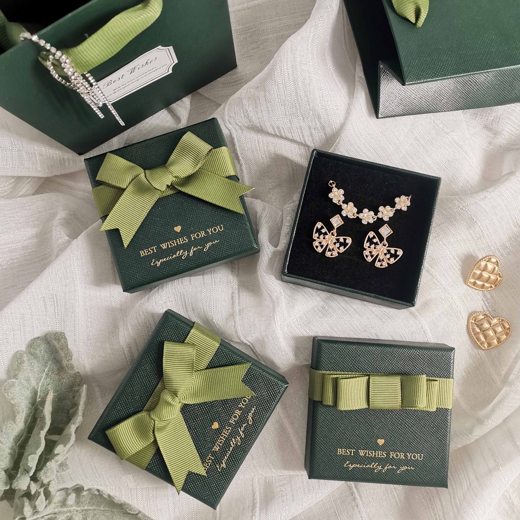 【客製化】 包裝盒 禮品盒 森系復古綠~飾品盒 項鍊耳環包裝盒 手鐲戒指耳環手鍊串首飾禮品盒