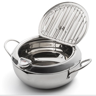 Stainless Steel Japanese Style Tempura Deep Fryer Pot with T