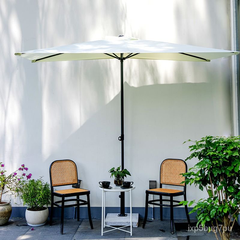 【星雨生活館】高度可調 遮陽傘 戶外半邊傘 白色太陽傘 庭院傘 花園露臺花圃傘【可開發票】