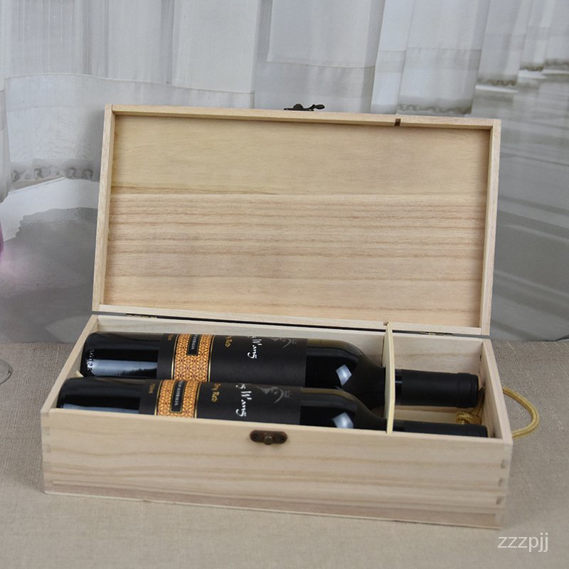 【安娜】木質紅酒盒雙支裝紅酒木盒紅酒禮盒紅酒包裝盒幹紅葡萄酒盒