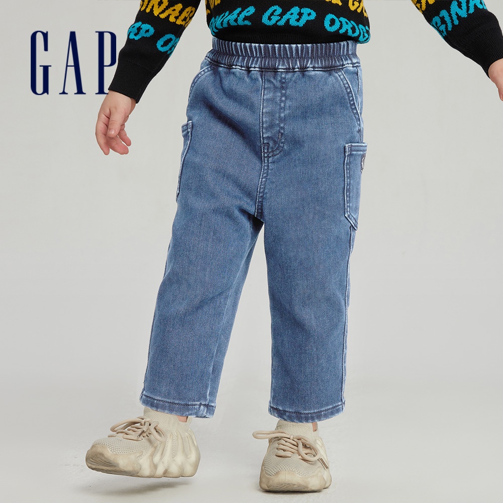 Gap 男幼童裝 鬆緊寬鬆牛仔褲-淺藍色(784998)