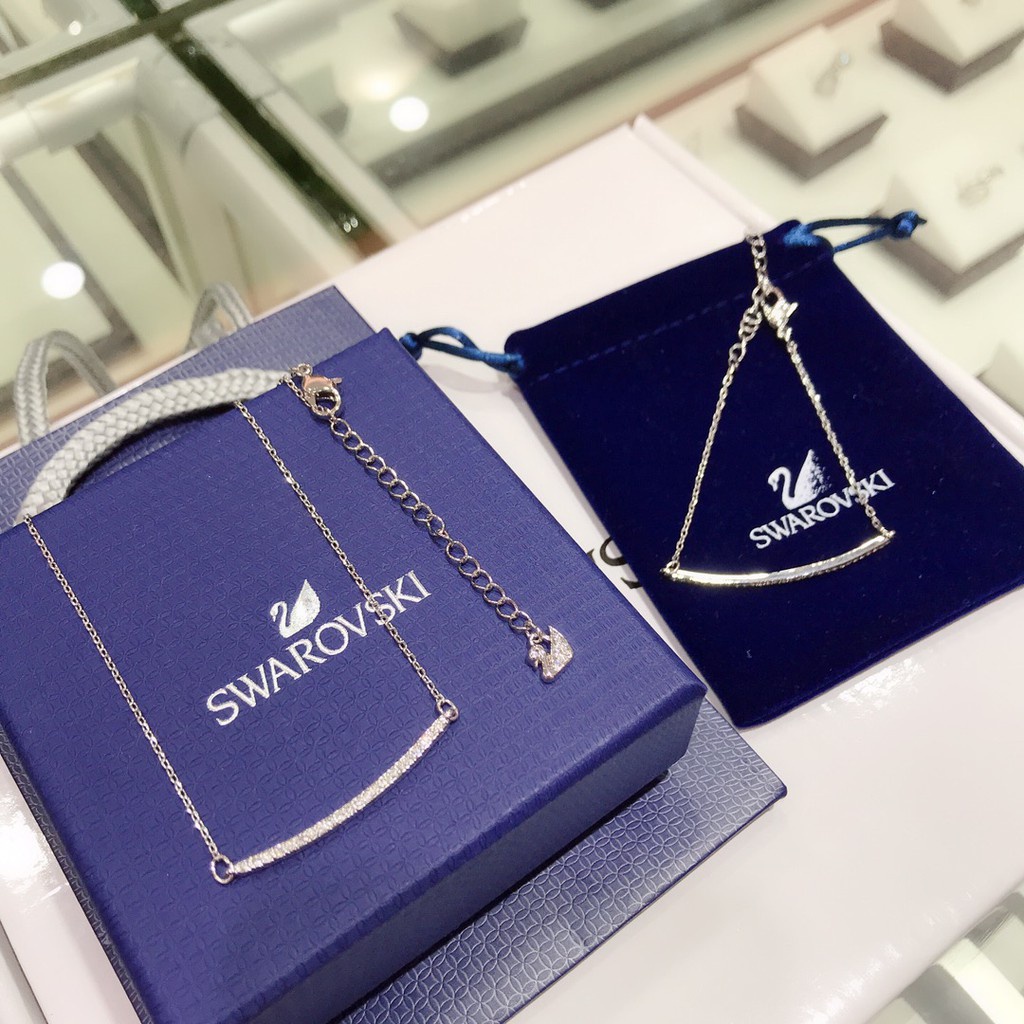 SWAROVSKI 施華洛世奇 微笑項鍊 手鍊 細緻線條項鍊 手鍊女手環 時尚精緻氣質鎖骨鏈 送女友閨蜜生日禮物