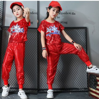 💯臺灣出貨⚡️舒適兒童亮片舞服爵士舞服幼稚園兒童爵士舞表演服男女童中小學生嘻哈街舞套裝現代舞蹈啦啦隊服裝/免運
