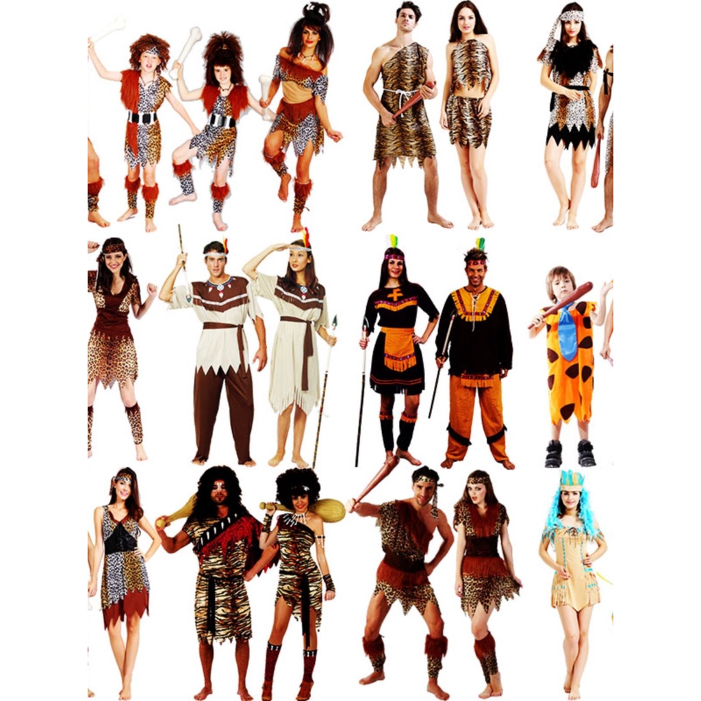 優選熱銷  萬聖節服裝 土著人 印第安人 男女衣服 原始人 獵人 表演服 非洲野人服裝