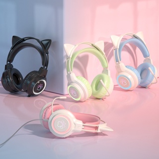 【Lovely】今年爆款貓耳電競耳機 學生電腦耳麥頭戴式耳機 有線耳機 遊戲耳機 全罩式耳機 耳機麥剋風 線控耳機