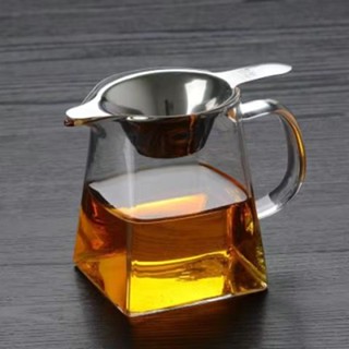 耐熱加厚玻璃公道杯帶過濾網高硼矽耐熱茶海小容量泡茶過濾分離器 安妮