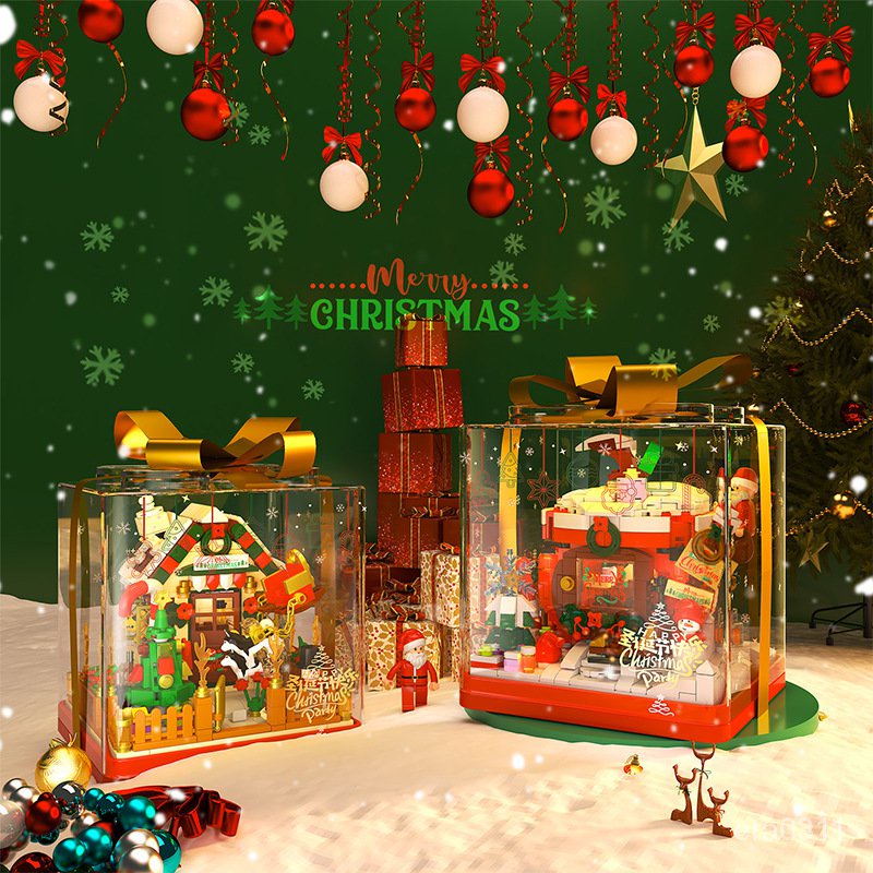✨免運✨跨境聖誕係列聖誕薑餅屋兼容樂高小顆粒積木聖誕節玩具禮物擺件 9OA6