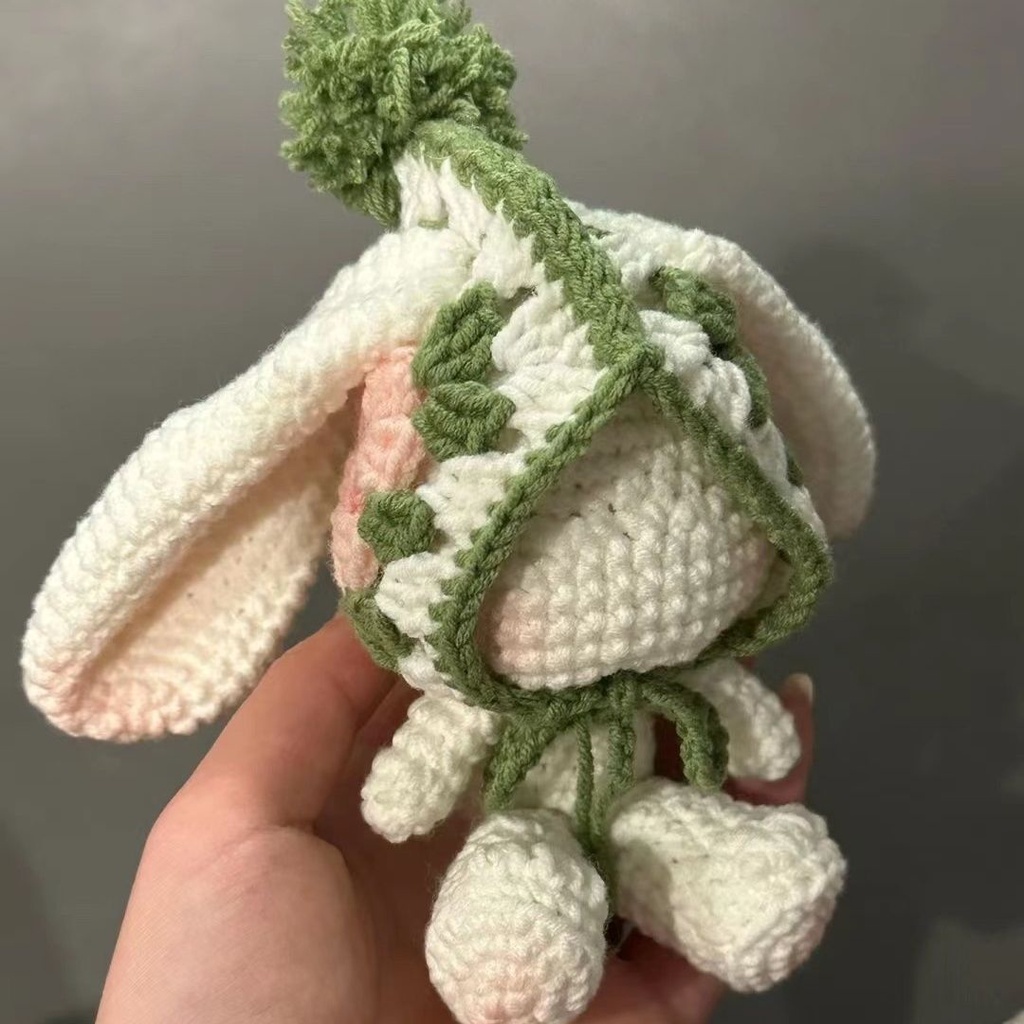 創意 手工編織無臉垂耳兔手工編織diy材料包自製毛線鉤織可愛兔子吊飾送女朋友