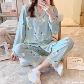 臺灣出貨 睡衣長袖小外套睡衣女冬季秋甜美士鈕扣休閒家居服兩件套裝 居傢服 睡衣套裝 大碼睡衣 兩件式睡衣 女生可愛睡衣