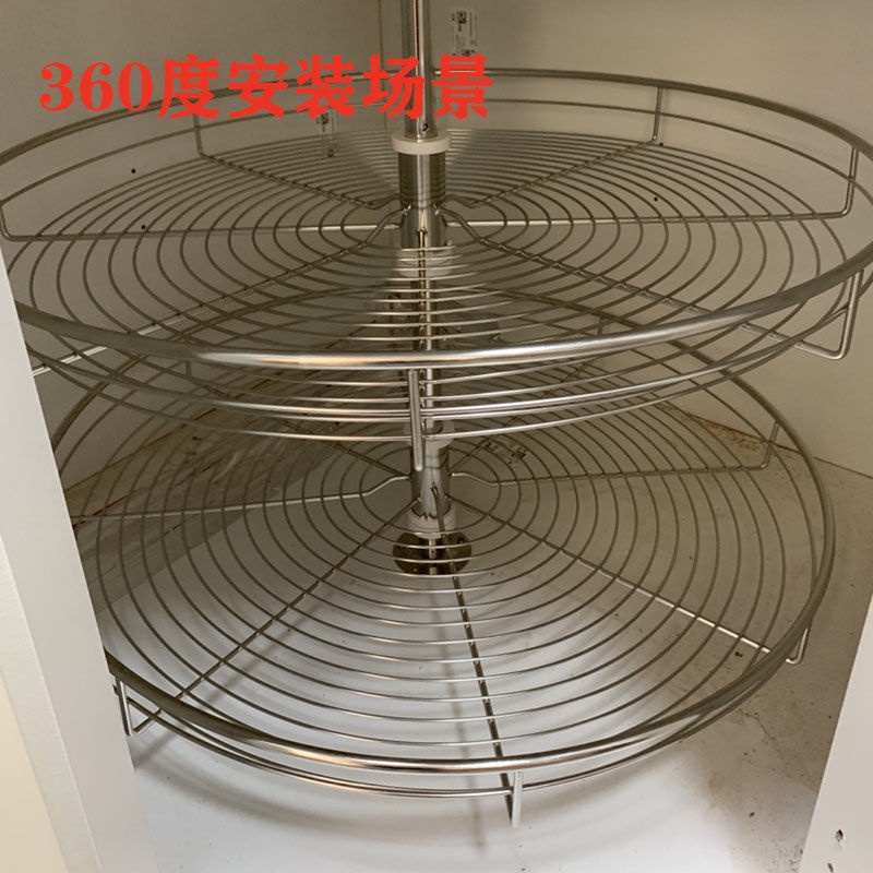 💕💕廚房櫥柜拉籃180度轉角轉盤拉籃360度雙層調料置物架子小怪物拐角