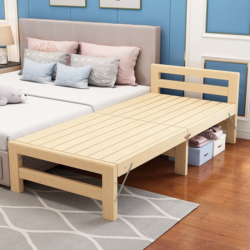 床架 北歐風 床架子 實木折疊拚接床加寬床加長床鬆木床架兒童單人床小孩可床邊床
