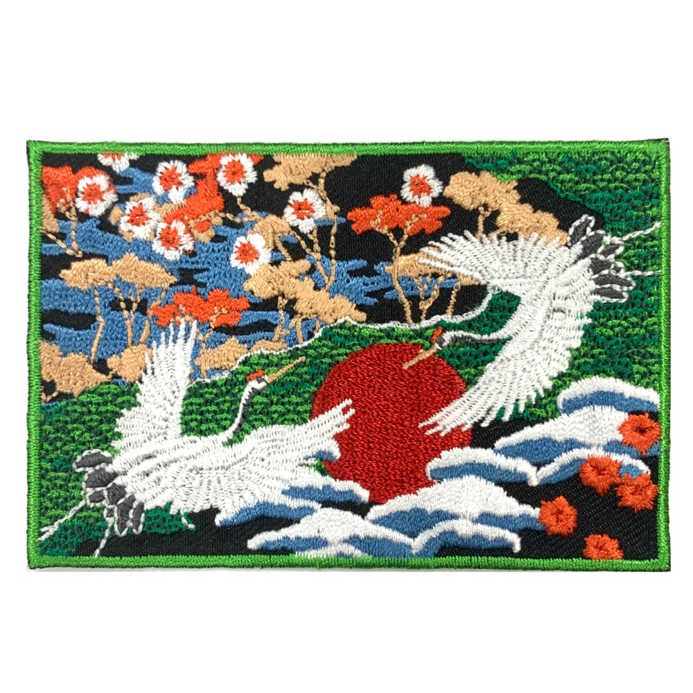 【A-ONE】日本鶴 日式風格 浮世繪 刺繡貼布 電繡貼 背膠補丁 PATCH 刺繡貼章 補丁貼 燙布貼 徽章