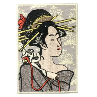 【A-ONE】美人繪 日本浮世繪刺繡喜多川歌麿 刺繡背膠補丁 袖標 布標 布貼 補丁 貼布繡 臂章