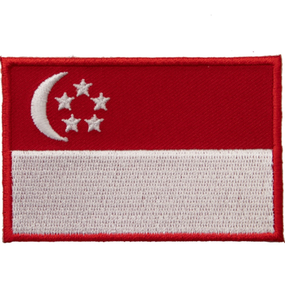 【A-ONE】SINGAPORE  新加坡 國旗 刺繡國旗燙布貼 補丁貼 刺繡章 (含背膠) 刺繡燙貼 燙布貼 燙貼布