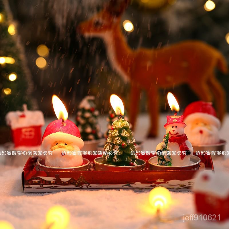 聖誕蠟燭聖誕樹老人雪人造型可燃平安夜蠟燭生日浪漫禮品聖誕裝飾 A0RX
