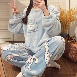 珊瑚綁睡衣 珊瑚絨睡衣女秋冬季加厚可愛帕恰狗少女法蘭絨保暖新款家居服套裝