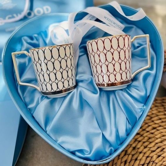 浮魚小舖 北歐輕奢套盒水對杯wedgwood馬克杯金粉年華愛心禮盒情侶結婚禮物