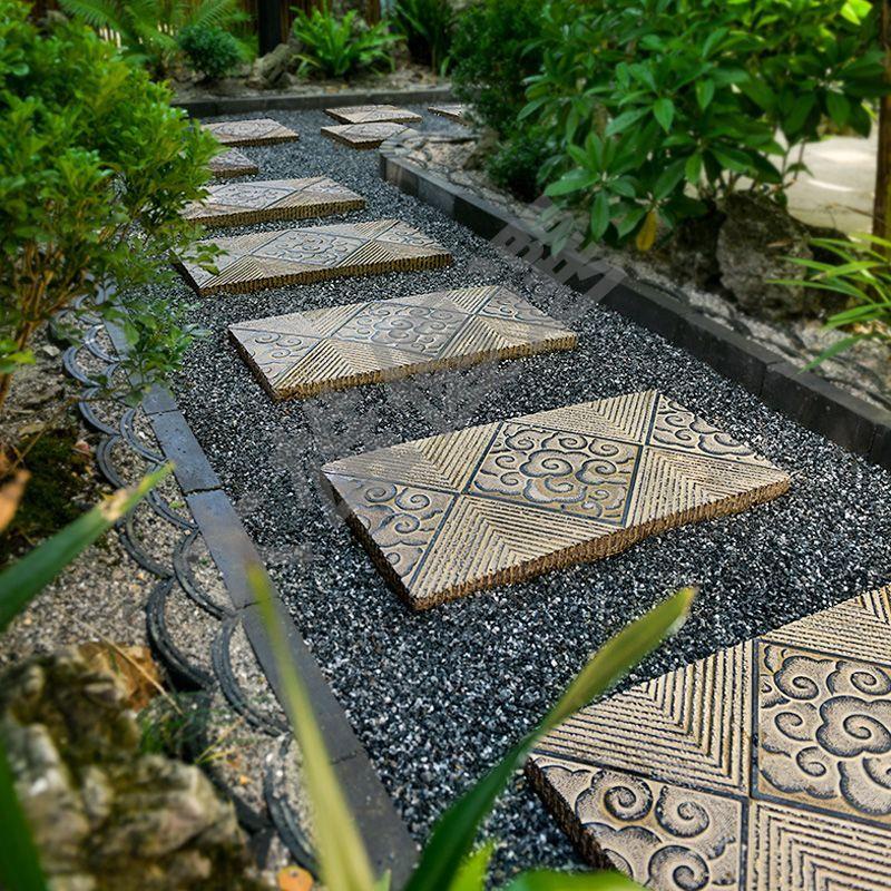 中式庭院花園方形鋪路石板仿古地磚戶外防滑草坪祥云腳踏石汀步石