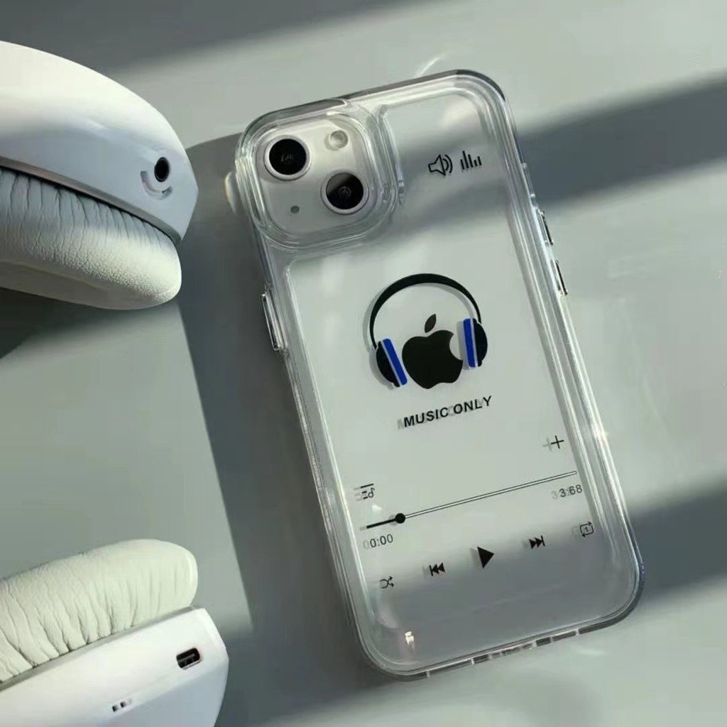 創意耳機iPhone13promax手機殼適用蘋果12高透11簡約X/XR潮7/8P