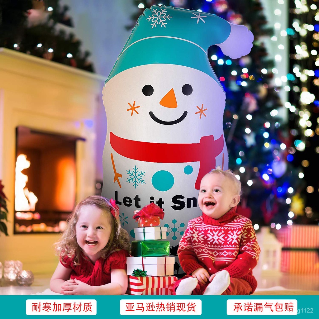 2024聖誕節充氣雪人不倒翁pvc聖誕老人裝飾道具沙袋玩具 UHSV