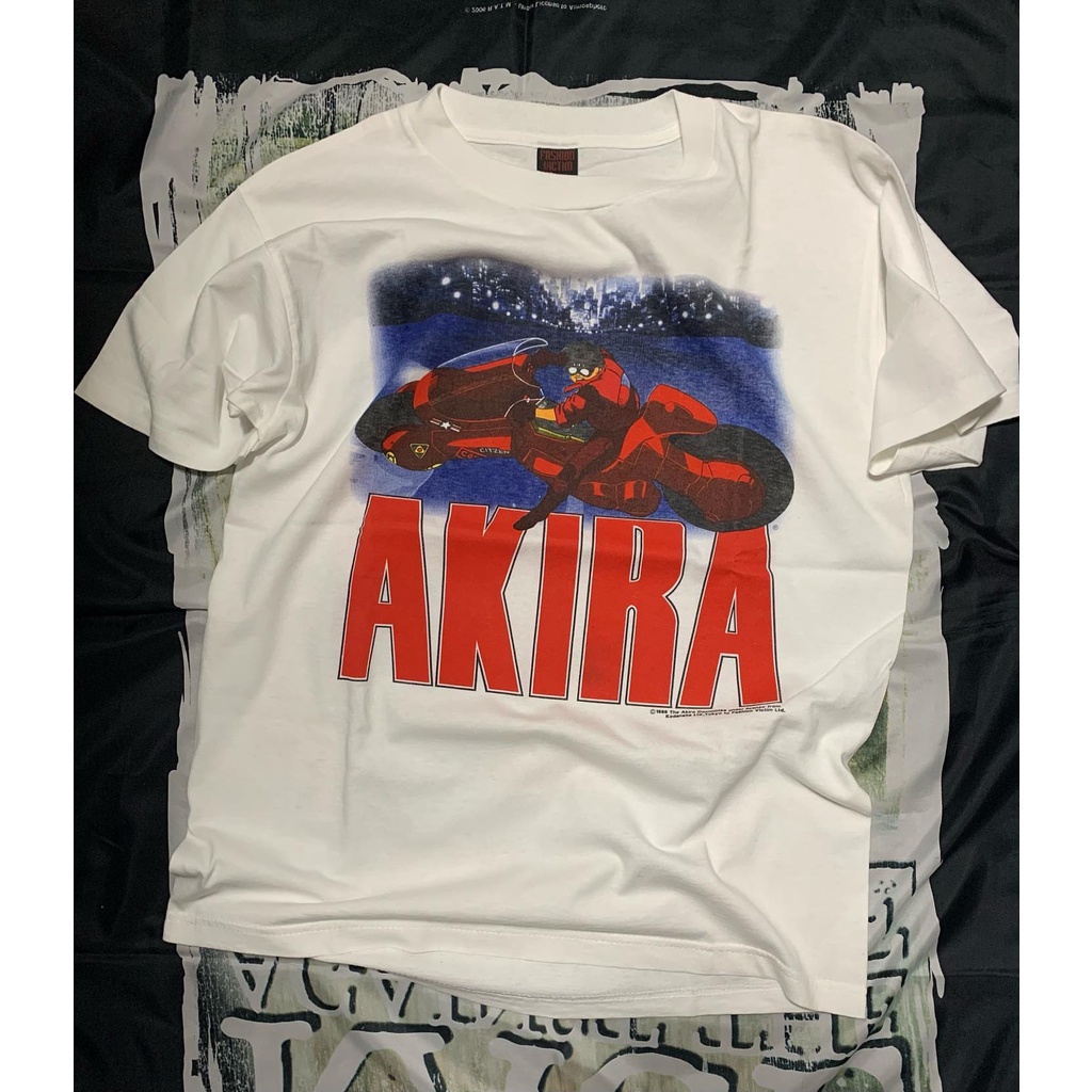 重磅純棉短袖美式阿基拉AKIRA摩托車人物印花Vintage寬松圓領T恤