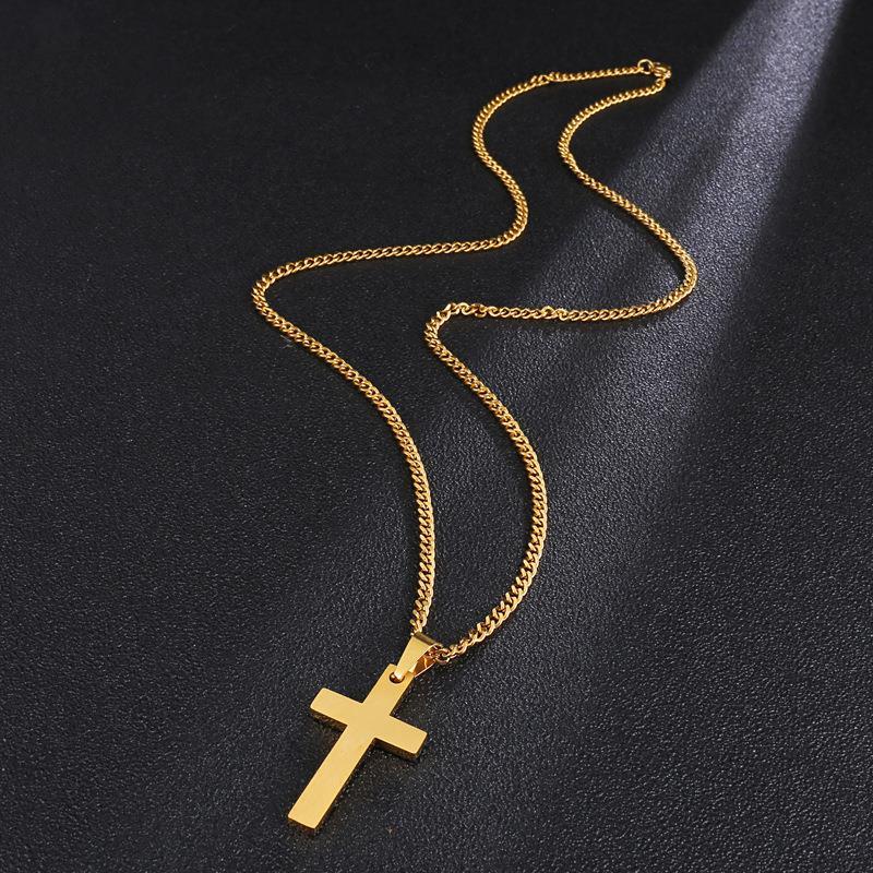 Cross Necklace Pendant Gold Silver Chain Men Women Jewelry