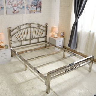 免運🤩304不銹鋼床1.5米單雙人床1.8米現代簡約床架 1.2米出租房鐵藝床t3